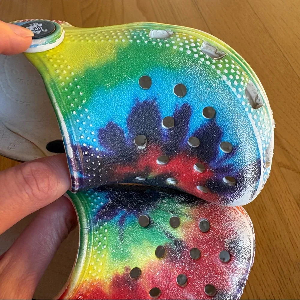 Crocs Classic Tie Dye Clogs Shoes Rainbow Slip On 205451 Kids Girls Gn 7 Toddler